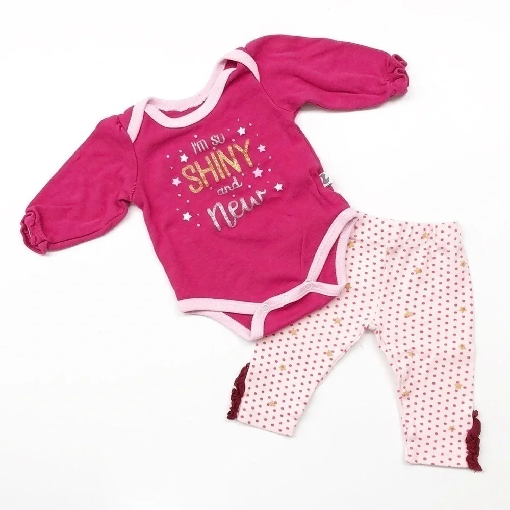 Duck Duck Goose I'm So Shiny and New onesie + leggings baby girl outfit